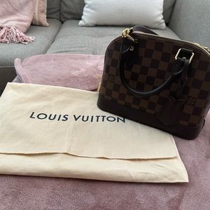 Authentic Louis Vuitton Alma BB Damier Ebene Leather Canvas Crossbody Handbag